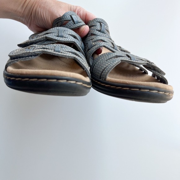 Clarks Leisa Faye Blue Leather Slide Sandals Womens 8 Comfort Casual - Picture 6 of 10